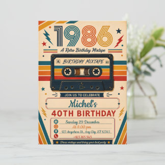 Invitation Mixtape Rétro 40e Anniversaire