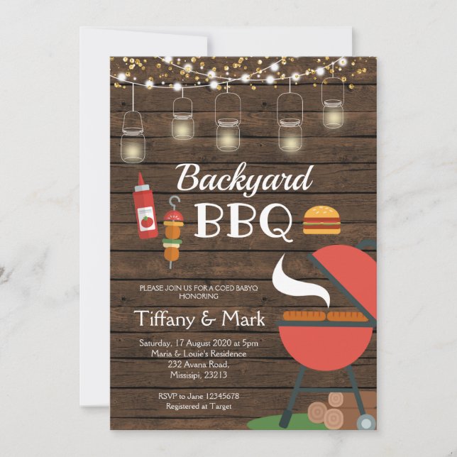 Invitation mixte de baby shower de BBQ de jardin (Devant)