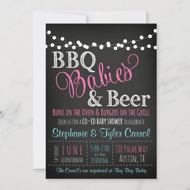 Invitation mixte de baby shower de bébés et de (Devant)