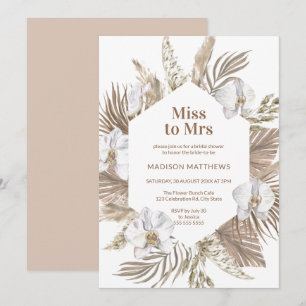 Invitation Mlle à Mme Boho Floral Fête des mariées Pampas Ros