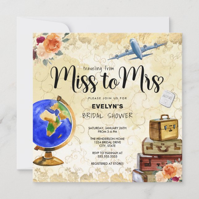 Invitation Mlle à Mme Fête des mariées (Devant)