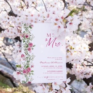 Invitation Mlle à Mme Fête des mariées Hot rose Floral