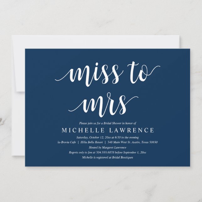 Invitation Mlle à Mme, Fête des mariées moderne Fête Invi (Devant)