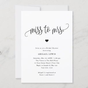 Invitation Mlle à Mme Fête des mariées noire/blanche
