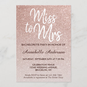 Invitation Mlle à Mme Glam Rose Rose Gold Bachelorette Party