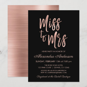 Invitation Mlle à Mme Pink Rose Rose Gold Hen's Party