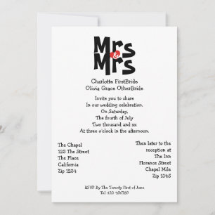 Invitation Mme Et Mme Modern Bold Gay Lesbian Mariage