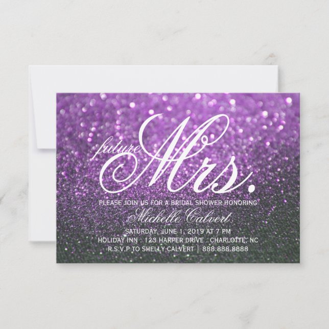 Invitation - Mme pourpre d'avenir de Fête de la (Devant)