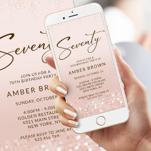 Invitation mobile d'anniversaire 70 ans paillettes