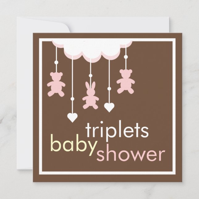 Invitation mobile de baby shower de filles douces (Devant)