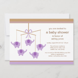 Invitation mobile de baby shower d'éléphant
