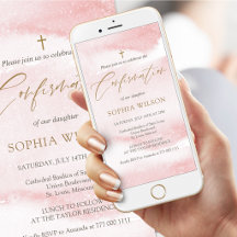 Invitation mobile de confirmation aquarelle rose t