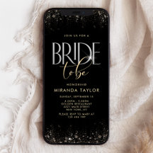 Invitation mobile de luxe noir or pour la douche d
