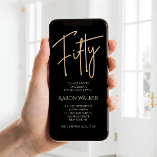 Invitation mobile pour 50e anniversaire en noir et