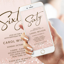 Invitation mobile pour 60e anniversaire Rose Gold