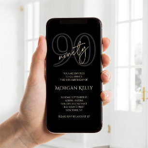 Invitation Mobile pour les 90 ans de Modern Black