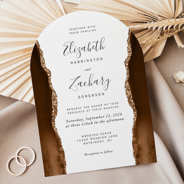 Invitation Mocha Brown or Agate Arc Mariage (Créateur téléchargé)