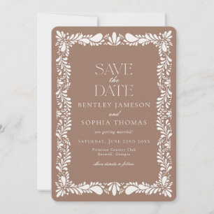 Invitation Mocha Brown Talavera Tile Fiesta Enregistrer la da