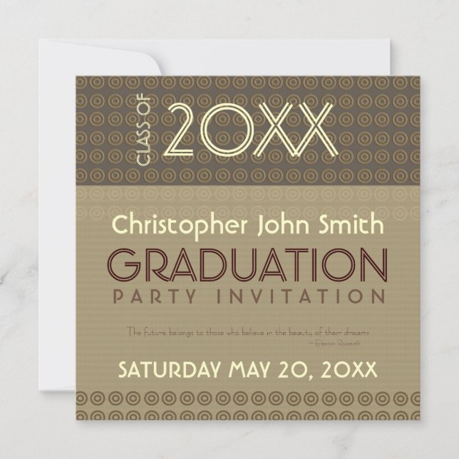 Invitation Mocha Circles tendance Modernité Graduation Invita (Devant)