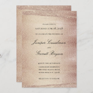 Invitation Mocha Gold Rhapsody Mariage Elegant Sparkling Gold