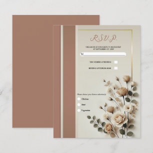 Invitation Mocha Mousse & Bone Blanc Neutre Floral RSVP
