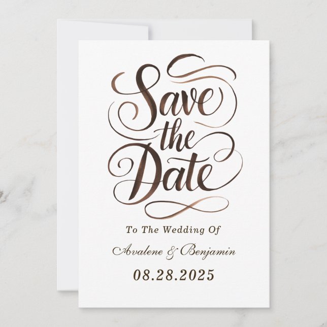 Invitation Mocha Mousse Peinture Calligraphie Enregistrer les (Devant)