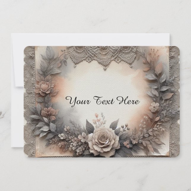Invitation Mocha Mousse teint Floral avec dentelle (Devant)