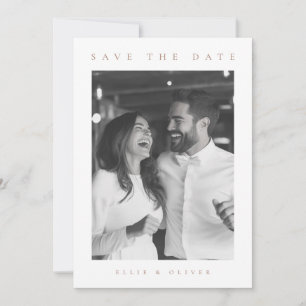 Invitation Mocha Mousse & White Boho Photo Enregistrer la dat