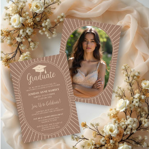 Invitation Mocka Mousse élégamment Vintage Oval Grad Casquett