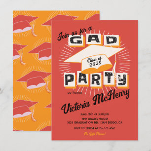 Invitation Mod Bright Bold Casquette de la fête de graduation