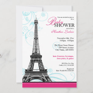 Invitation Mod Flourdir Tour Eiffel Baby shower parisien