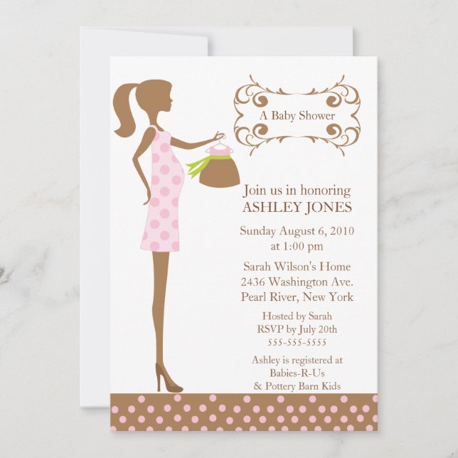 Invitation Mod Maman Bébé Fille Douche (Devant)