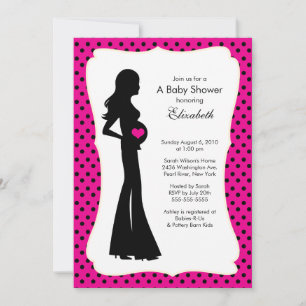 Invitation Mod Mom Baby Girl Baby shower Hot Pink