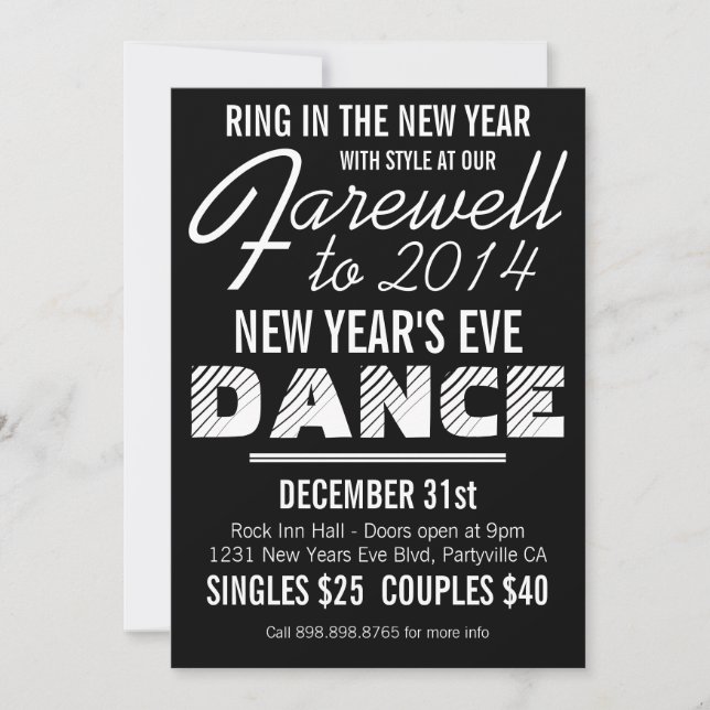 Invitation Mod Retro Style Nouvel An (Devant)