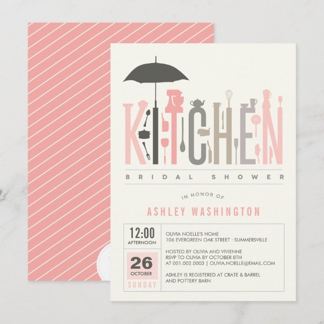 Invitation Mod Stock La Fête de l'mariée de la cuisine Invita (Devant / Derrière)