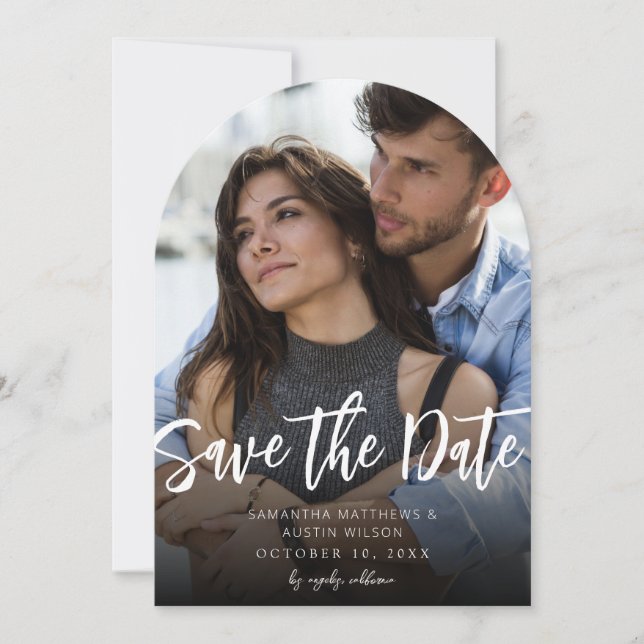 Invitation MOD V Photo Bold Enregistrer la date - Arc foncé (Devant)