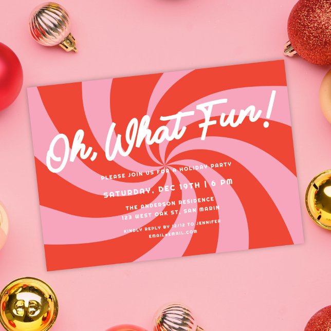 Invitation Mod Wavy Retro Rose + Fête de Noël Rouge (Créateur téléchargé)