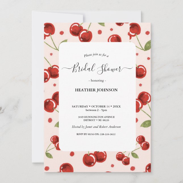 Invitation Moda Coquette Cherry en una gran ducha de novia (Devant)