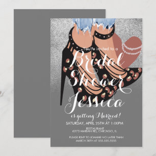 Invitation Mode Beauté Talons Jeans Mariage Gray