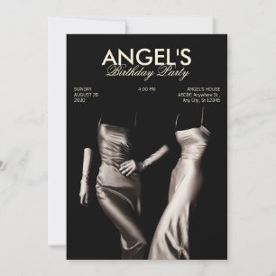 INVITATION MODE BLANC NOIR ROBE SOIE GLAMOR ESTHÉTIQUE