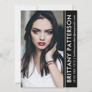 Invitation Modèle Actor Photo Pro Comp Card Black Stripe