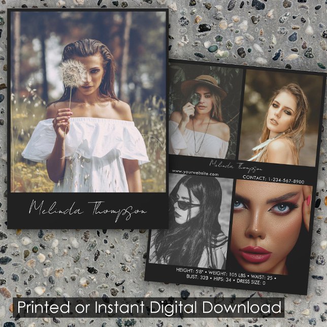 Invitation Modèle Actrice Modélisation Comp Card 5 Script pho (Model Actress Modeling Comp Card 5 Photo Script)
