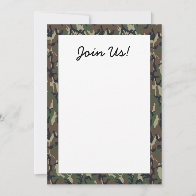 Invitation Modèle Arrière - plan de Woodland Camouflage (Devant)