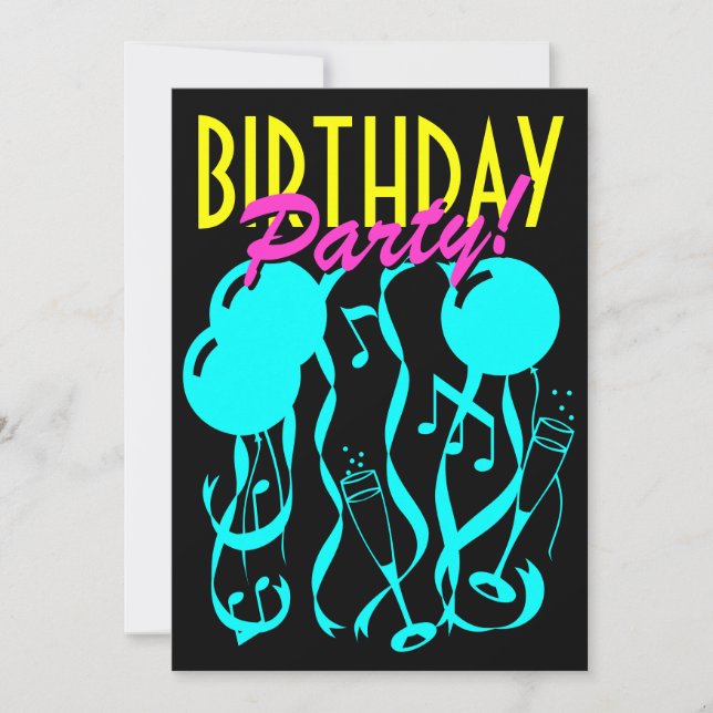 Invitation Modèle au néon d'invitations de fête (Devant)