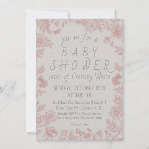 Invitation Modèle Baby shower rose