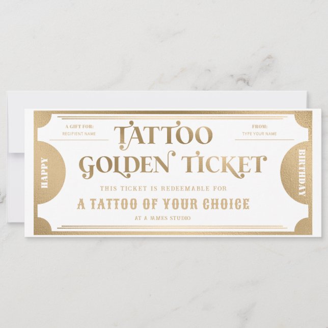 Invitation Modèle cadeau personnalisé Tattoo (Devant)