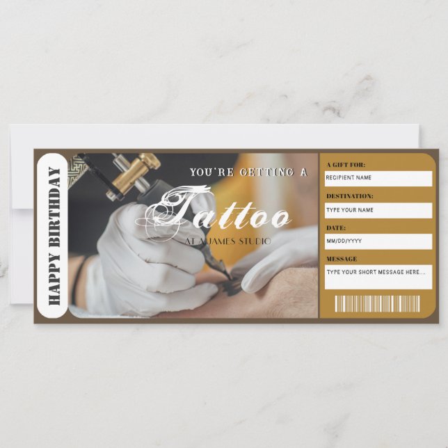 Invitation Modèle cadeau personnalisé Tattoo (Devant)