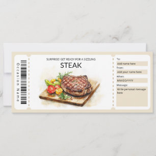 Invitation Modèle chèque cadeau Steak modifiable