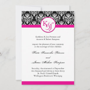 Invitation Modèle classique d'invitation à Mariage damassé Ho