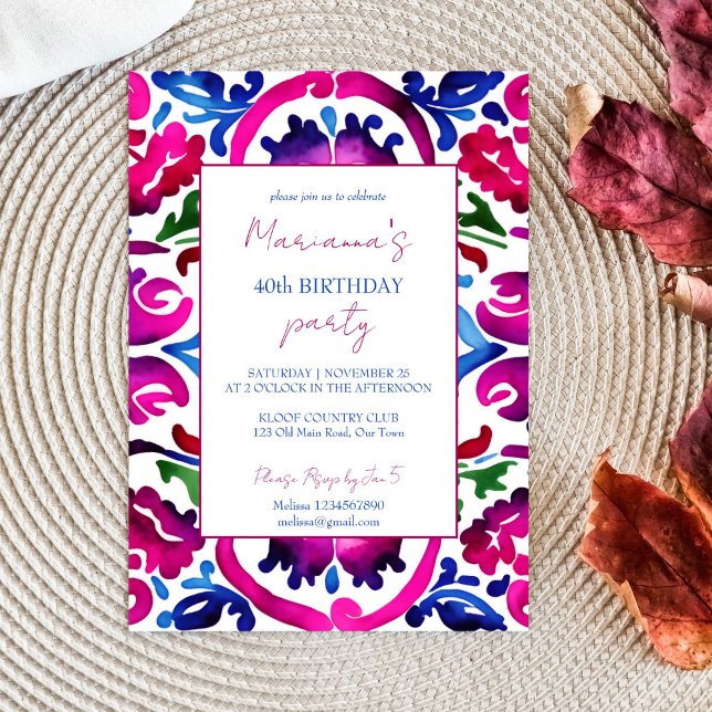 Invitation Modèle d'anniversaire carreaux de Talavera mexicai (Créateur téléchargé)